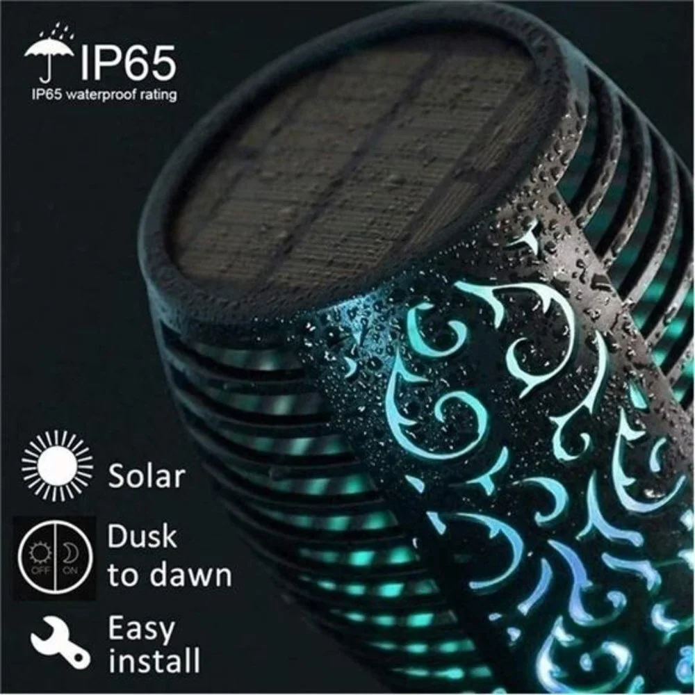 8 Pack Solar Flame Lights Outdoor Flickering Torch, 13 Color Changing